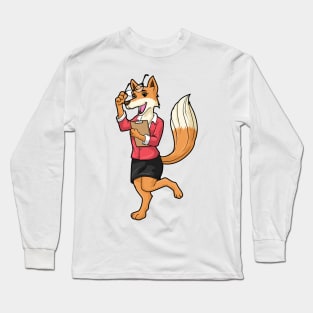 Fox as secretary with glasses and notepad Long Sleeve T-Shirt